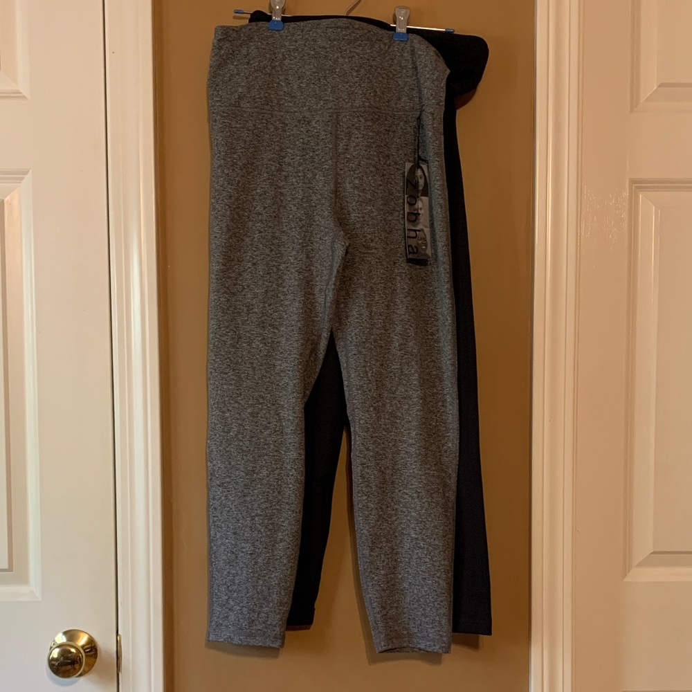 Two (2) pairs of Zobha NWT Gray and Black Leggings